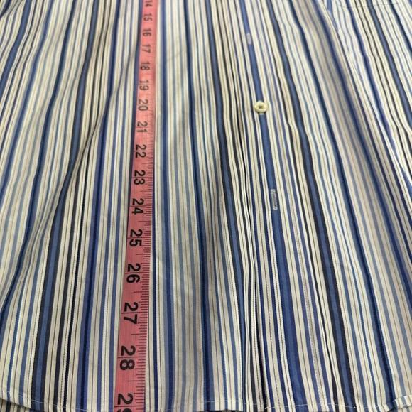 Bugatchi Men’s XL LS Dress Classic Fit Shirt - 100% cotton Blue/White Stripped - Picture 10 of 10